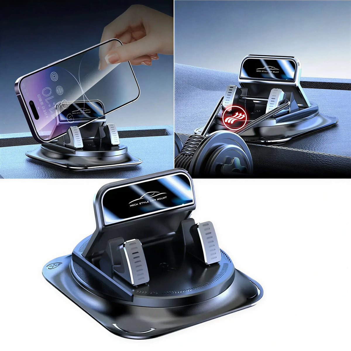 360° Universal Car Phone Mount — Anti-Slip Silicone Dashboard Holder with Full Rotation & Head-Up Navigation